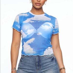 Sheer crop top with lettuce trim